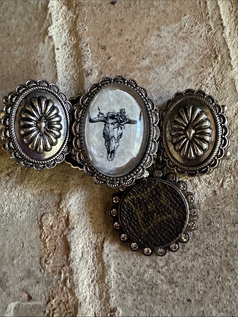 Western Silver Concho Bracelet Upcycled LV